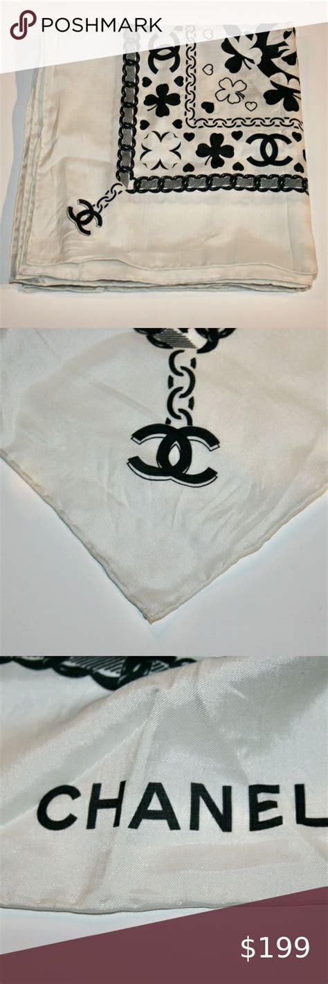 chanel gold scarf with roses and 4 leaf clover|Chanel Cc Interlocking Four Leaf Clover Hearts Bandana Scarf.